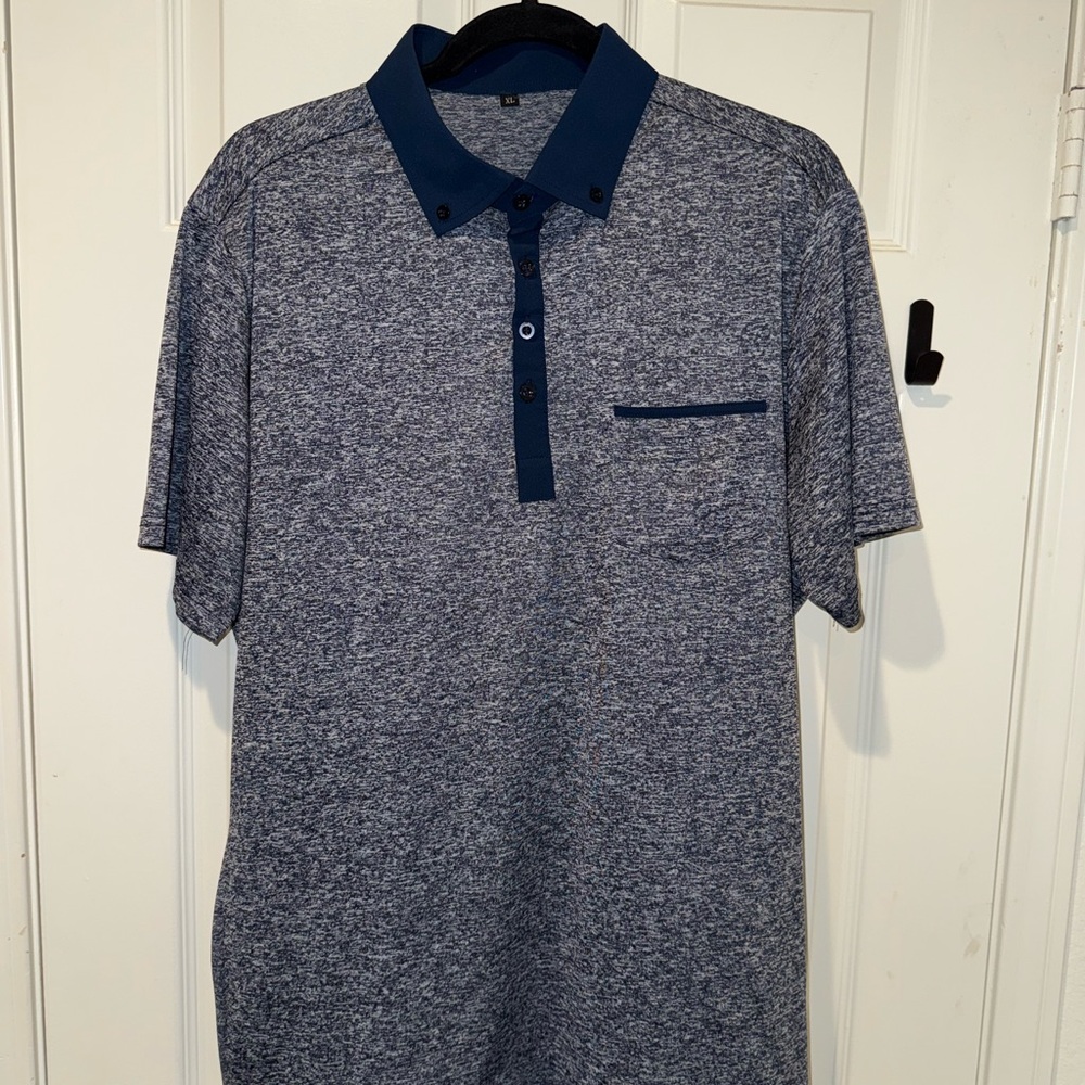State & Liberty Stretch Blue/Grey Polo Shirt (XL)